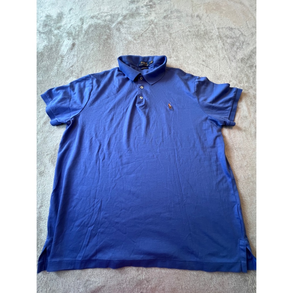 Polo Ralph Lauren Polo Shirt Mens XL Blue Custom Slim Fit Short Sleeve